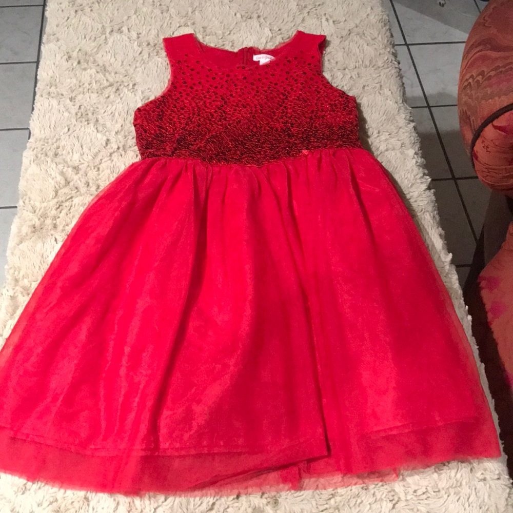 Cat & Jack red holiday sequence dress size L